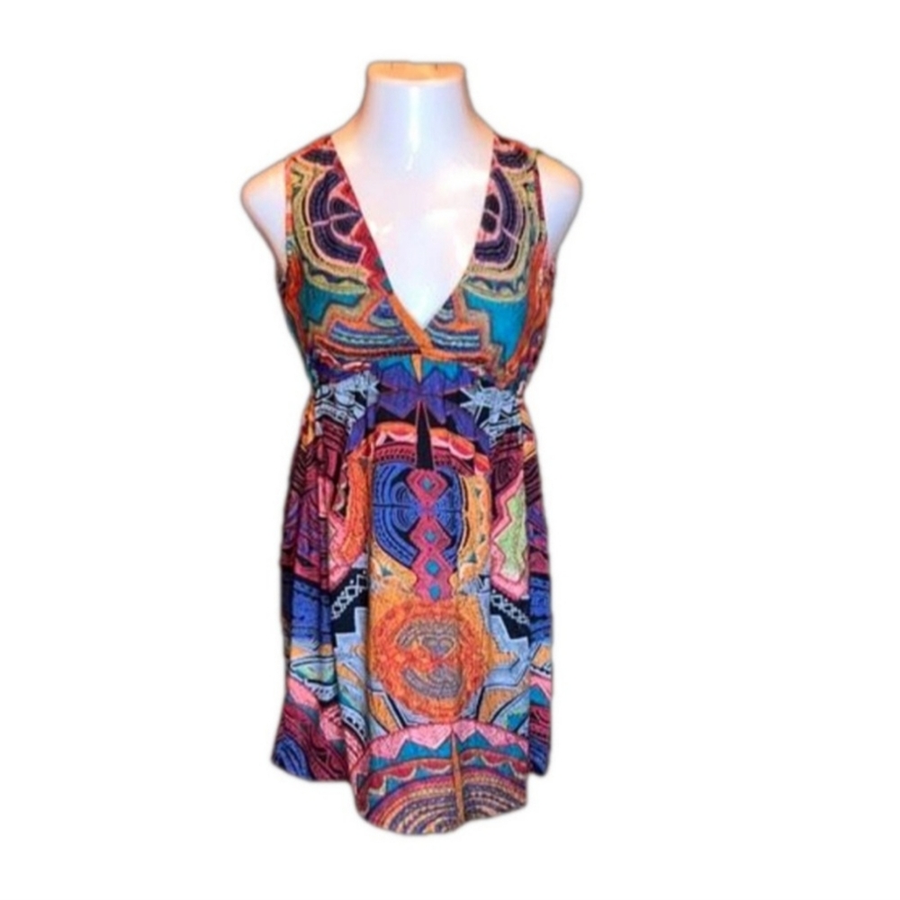 ANGIE Multi-Color Abstract Print SundressSize M